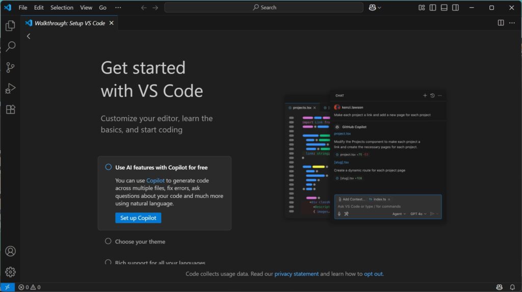 VS Code インストール完了