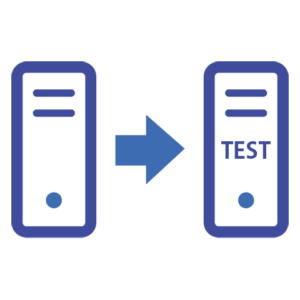 青い矢印で接続された本番サーバと「TEST」と書かれている運用サーバ